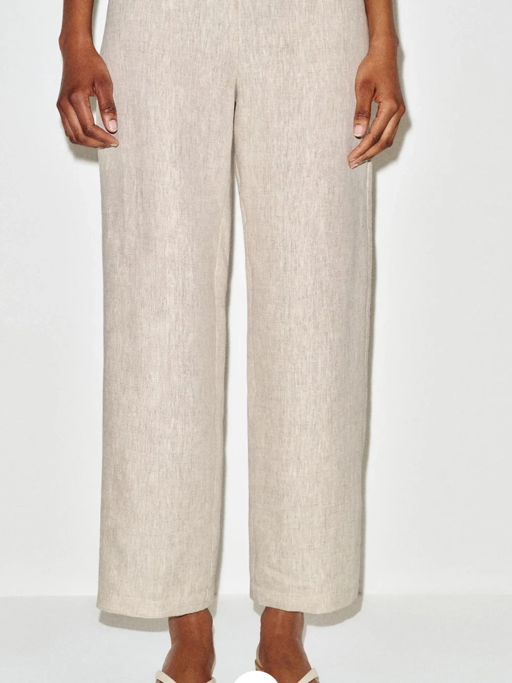 Reformation Oatmeal Straight-Leg Linen Pants